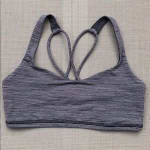 Gray striped Lululemon Free to Be bra, size 4!